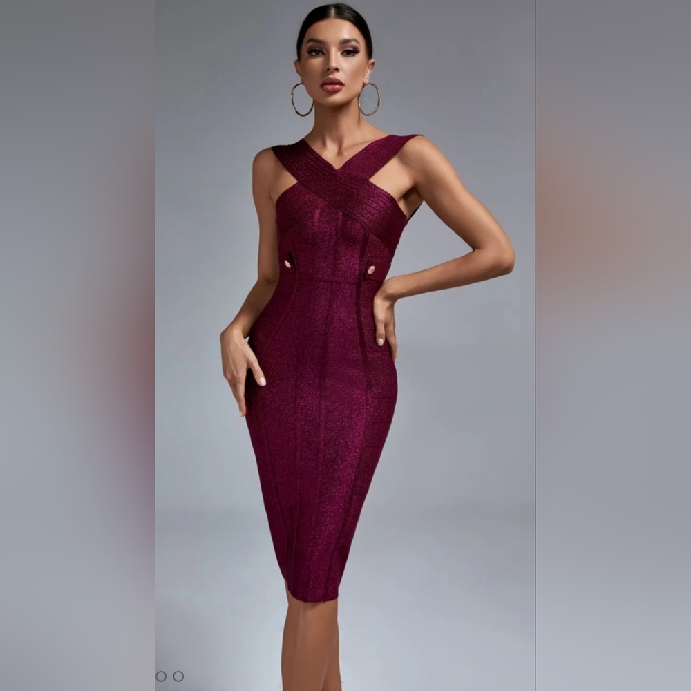 Elegant Burgundy Women's Dress